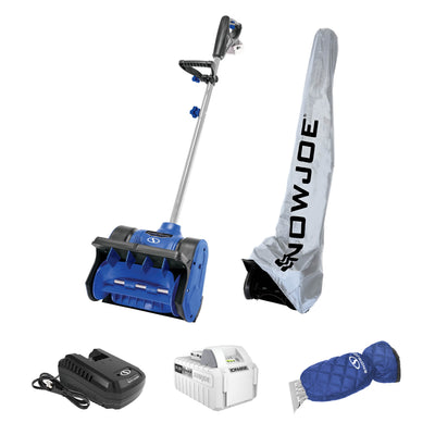 Snow Joe 24V-SS12-BDL 24-Volt* IONMAX Cordless Snow Shovel Bundle | W/ 4.0-Ah Battery, Charger, Cover, and Ice Scraper Glove