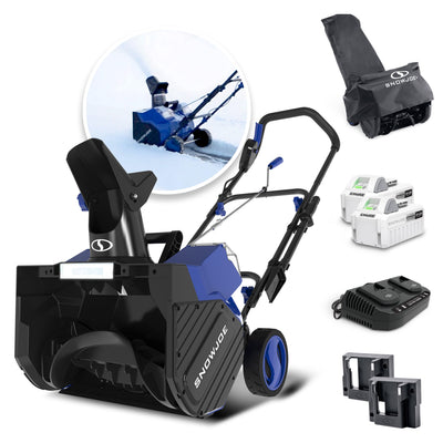 Snow Joe 48-Volt* IONMAX Snow Blower Bundle | W/ 2 x 4.0-Ah Batteries, Dual Port Charger, Cover, and 2 x Battery Holders