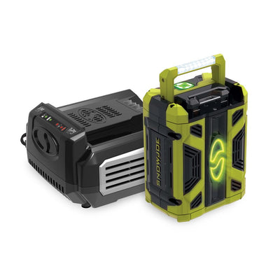 Snow Joe + Sun Joe CERTIFIED AUTHENTIC 100-Volt iONPRO Starter Kit | 5.0 Amp Battery | Rapid Charger