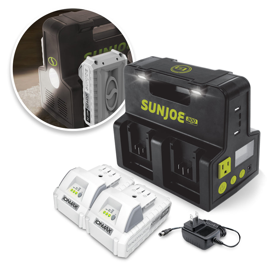 Sun Joe 24-Volt Cordless Powered Inverter Generator Power Station | W/ 2 x 2.0-Ah Batteries