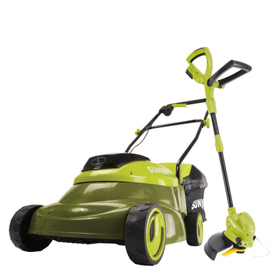 Sun Joe 24-Volt IONMAX Lawn Care Bundle | W/ Cordless Lawn Mower Kit and Stringless Lawn Trimmer