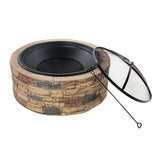 Sun Joe SJFP35-STN 35-In. Cast Stone Base, Wood Burning Fire Pit W/ Dome Screen and Poker, Natural Stone thumbnail 2
